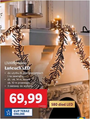 Łańcuch led - 14 m - Livarno Home - Lidl - 69.99 zł - od 05.12.2024 do 07.12.2024