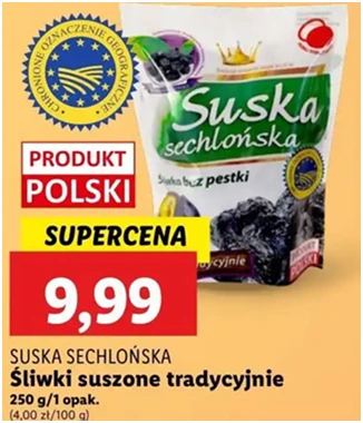 Śliwka suszona - bez pestki - Suska Sechlońska - Lidl - 9.99 zł - od 12.12.2024 do 15.12.2024