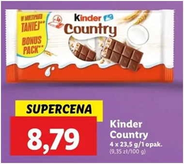 Baton - Kinder Country - Lidl - 8.79 zł - od 12.12.2024 do 15.12.2024