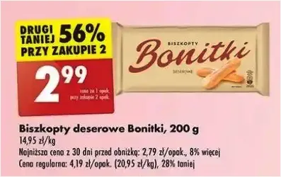 Biszkopty deserowe - Bonitki - Biedronka - 2.99 zł - od 27.12.2024 do 02.01.2025