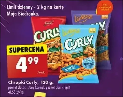 Chrupki - Curly - Biedronka - 4.99 zł - od 27.12.2024 do 02.01.2025