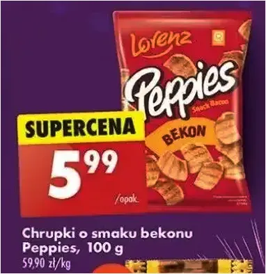 Chrupki - o smaku bekonu - Peppies - Biedronka - 5.99 zł - od 27.12.2024 do 02.01.2025