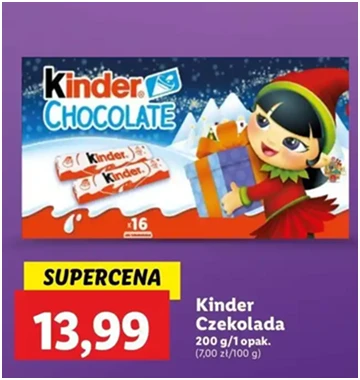 Czekoladki - Kinder Chocolate - Lidl - 13.99 zł - od 12.12.2024 do 15.12.2024