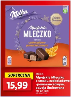 Czekoladki - czekoladowo-pomarańczowe - Milka Alpejskie Mleczko - Lidl - 15.99 zł - od 12.12.2024 do 15.12.2024