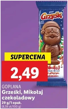 Figurka czekoladowa - mikołaj - Grześki - Lidl - 2.49 zł - od 12.12.2024 do 15.12.2024