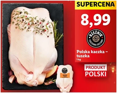 Kaczka - tusza - Rzeźnik Codzienna Dostawa - Lidl - 8.99 zł - od 12.12.2024 do 15.12.2024