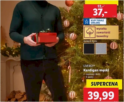 Kardigan męski - Lidl - 39.99 zł - od 02.12.2024 do 07.12.2024