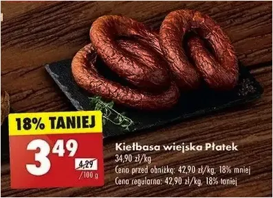 Kiełbasa - wiejska Płatek - Biedronka - 34.9 zł - od 27.12.2024 do 02.01.2025