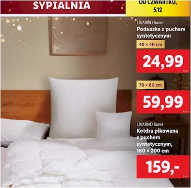 Kołdra z puchem syntetycznym - 160 x 200 cm - Livarno Home - Lidl - 159 zł - od 05.12.2024 do 07.12.2024