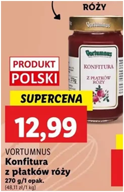 Konfitura - z płatków róży - Vortumnus - Lidl - 12.99 zł - od 12.12.2024 do 15.12.2024