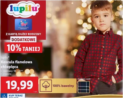 Koszula chłopięca - flanelowa - Lupilu - Lidl - 19.99 zł - od 02.12.2024 do 07.12.2024