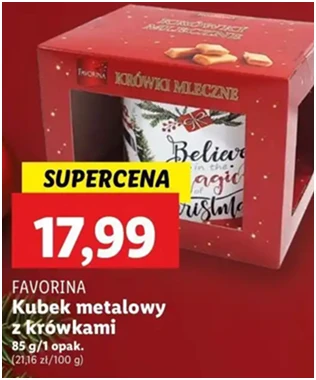 Kubek metalowy - z krówkami - Favorina - Lidl - 17.99 zł - od 12.12.2024 do 15.12.2024