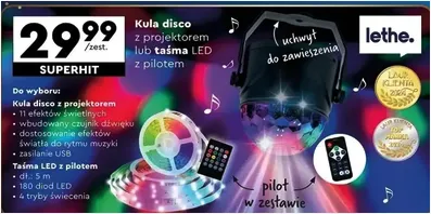 Kula disco - z projektorem - Lethe - Biedronka - 29.99 zł - od 27.12.2024 do 31.12.2024