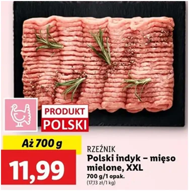 Mięso mielone - z indyka - Rzeźnik Codzienna Dostawa - Lidl - 11.99 zł - od 12.12.2024 do 15.12.2024