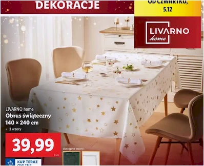 Obrus świąteczny - 140 x 240 cm - Livarno Home - Lidl - 39.99 zł - od 05.12.2024 do 07.12.2024