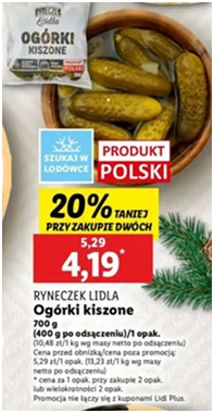 Ogórki - kiszone - Ryneczek Lidla - Lidl - 4.19 zł - od 12.12.2024 do 15.12.2024