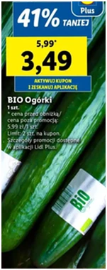 Ogórki - bio - Lidl - 3.49 zł - od 12.12.2024 do 15.12.2024