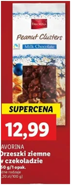 Orzeszki ziemne - w czekoladzie mlecznej - Favorina - Lidl - 12.99 zł - od 12.12.2024 do 15.12.2024