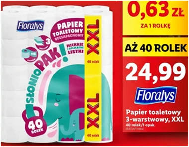 Papier toaletowy - Floralys - Lidl - 24.99 zł - od 12.12.2024 do 15.12.2024