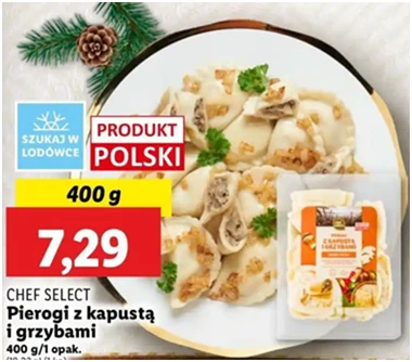 Pierogi - z kapustą i grzybami - Chef Select - Lidl - 7.29 zł - od 12.12.2024 do 15.12.2024