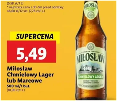 Piwo - Miłosław Marcowe - Lidl - 5.49 zł - od 12.12.2024 do 15.12.2024