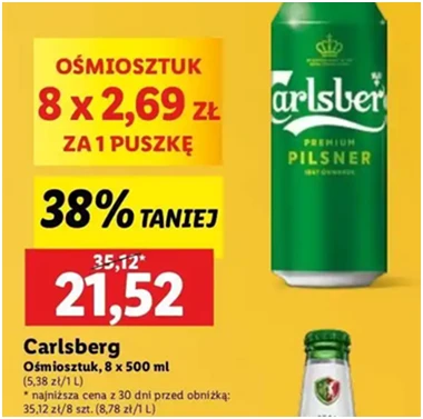 Piwo - Carlsberg Export Premium Pilsner - Lidl - 21.52 zł - od 12.12.2024 do 15.12.2024