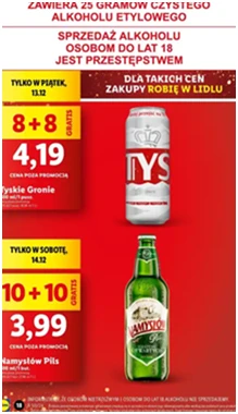 Piwo - Namysłów Pils - Lidl - 2 zł - od 14.12.2024 do 14.12.2024