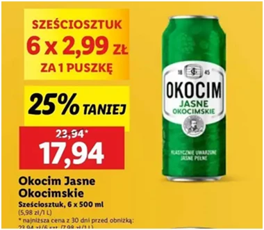 Piwo - Okocim Jasne Okocimskie - Lidl - 17.94 zł - od 12.12.2024 do 15.12.2024