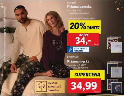 Piżama męska - s-xxl - Esmara - Lidl - 34.99 zł - od 02.12.2024 do 07.12.2024