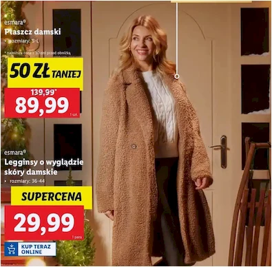 Płaszcz damski - Esmara - Lidl - 89.99 zł - od 02.12.2024 do 07.12.2024