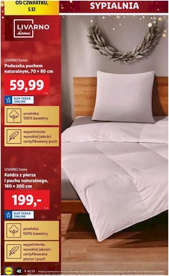 Poduszka z puchem naturalnym - 70 x 80 cm - Livarno Home - Lidl - 59.99 zł - od 05.12.2024 do 07.12.2024