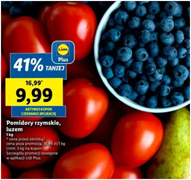 Pomidory - rzymskie - Lidl - 9.99 zł - od 12.12.2024 do 15.12.2024