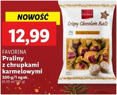 Praliny - z chrupkami karmelowymi - Favorina - Lidl - 12.99 zł - od 12.12.2024 do 15.12.2024