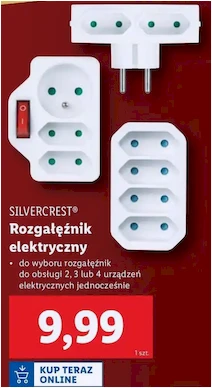 Rozgałęźnik elektryczny - 4 gniazda - Silvercrest - Lidl - 9.99 zł - od 05.12.2024 do 07.12.2024