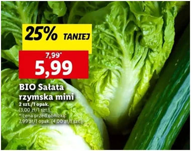 Sałata - bio rzymska mini - Lidl - 5.99 zł - od 12.12.2024 do 15.12.2024