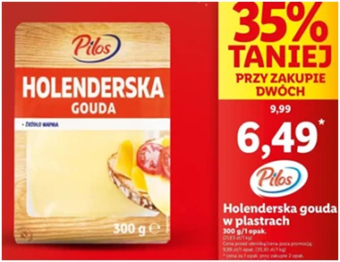 Ser - gouda holenderska - Pilos - Lidl - 6.49 zł - od 12.12.2024 do 15.12.2024