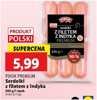 Serdelki - z indyka - Pikok - Lidl - 5.99 zł - od 12.12.2024 do 15.12.2024