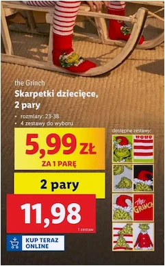 Skarpetki - the grinch 31-38 - Lidl - 11.98 zł - od 05.12.2024 do 07.12.2024