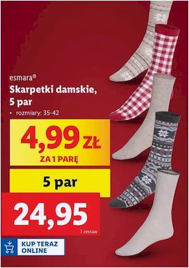 Skarpetki damskie - 35-42 - Esmara - Lidl - 24.95 zł - od 02.12.2024 do 07.12.2024