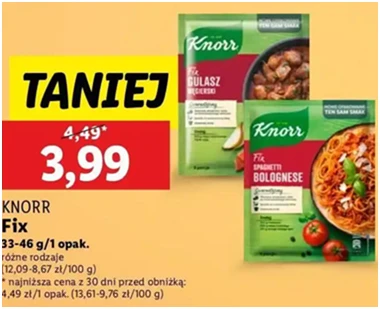 Spaghetti - bolognese - Knorr Fix - Lidl - 3.99 zł - od 12.12.2024 do 15.12.2024