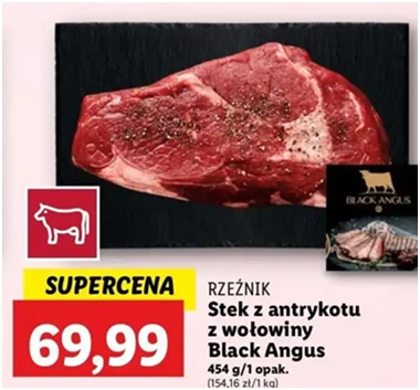 Stek - z antrykotu wołowiny black angus - Rzeźnik Codzienna Dostawa - Lidl - 69.99 zł - od 12.12.2024 do 15.12.2024