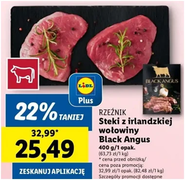 Stek - z irlandzkiej wołowiny - Rzeźnik Codzienna Dostawa - Lidl - 25.49 zł - od 12.12.2024 do 15.12.2024