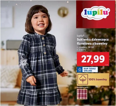 Sukienka dziewczęca - flanelowa - Lupilu - Lidl - 27.99 zł - od 02.12.2024 do 07.12.2024