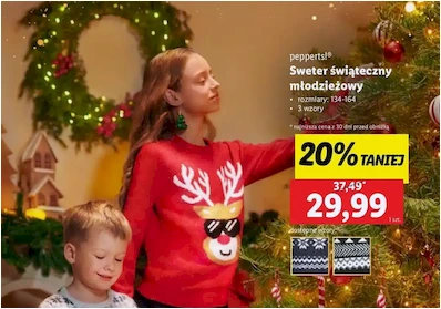 Sweter świąteczny - młodzieżowy - Lidl - 29.99 zł - od 02.12.2024 do 07.12.2024