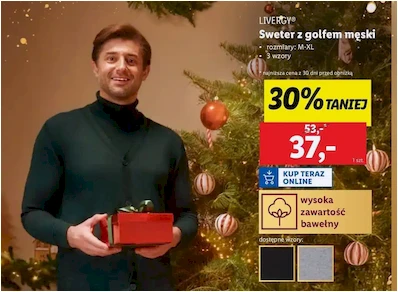 Sweter z golfem - męski - Lidl - 37 zł - od 02.12.2024 do 07.12.2024