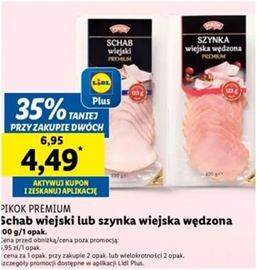 Szynka wiejska - wędzona - Pikok - Lidl - 4.49 zł - od 12.12.2024 do 15.12.2024