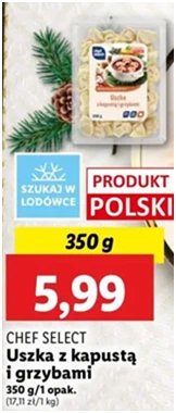 Uszka - z kapustą i grzybami - Chef Select - Lidl - 5.99 zł - od 12.12.2024 do 15.12.2024