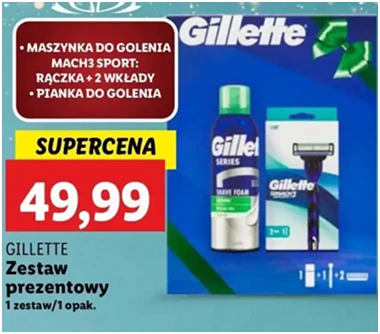 Zestaw w pudełku - pianka do golenia sensitive 200 ml + maszynka mach3 sport 1+2 szt - Gillette - Lidl - 49.99 zł - od 12.12.2024 do 15.12.2024