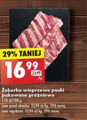 Żeberka wieprzowe paski pakowane próżniowo - Biedronka - 16.99 zł - od 02.01.2025 do 04.01.2025