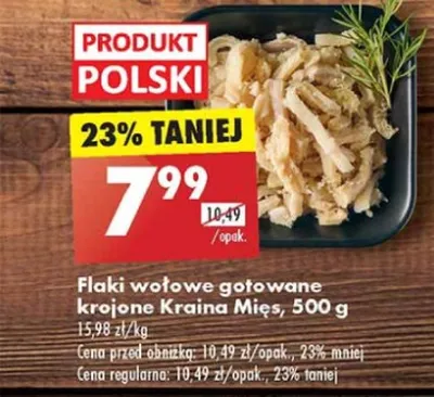 Flaki wołowe gotowane krojone Kraina Mięs